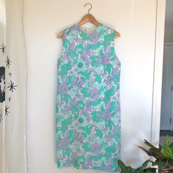 Vintage 60’s Mod Shift Psychedelic Flower Dress - Picture 2 of 7
